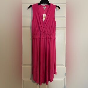 CUPIO NWT Sleeveless Pink V-Neck midi Dress size small